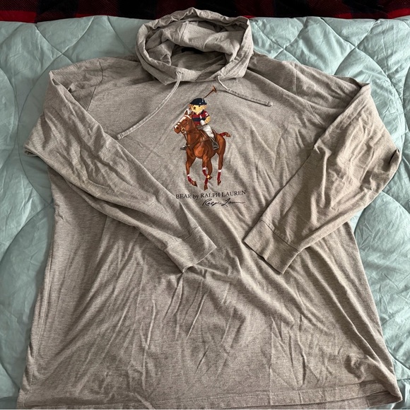 Ralph Lauren Polo Bear Big and Tall Heather  Gray Hoodie 2XLT - Picture 2 of 7